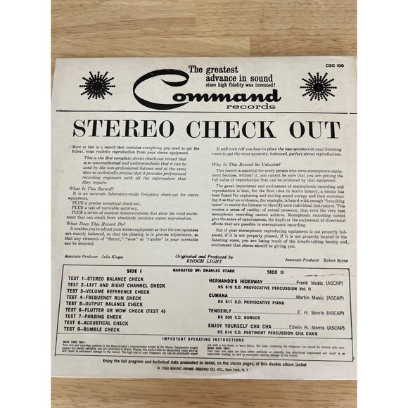 Command Stereo Check Out Vinyl Album CSC-100 Vintage Record - Picture 5 of 5